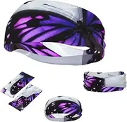FJWSLCH White Purple Butterflies Headbands for Women Men Non Slip Workout Sweatbands Adjustable Sports Hair Bands Elastic Head Bands Moisture Wicking Hairband for Running, Cycling, Yoga, Spa