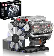 Mould King 10088 V8 Engine Model Building Kit - Build Your Own Mini Engine That Works, STEM Mechanic Engineering Building Toy for Kids or Teens, Engine Building Blocks Set for Adults, 535 PCS