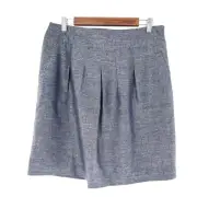 Ann Taylor Linen Blend Navy A-Line Skirt Size 10 Pleated Old Money Academia