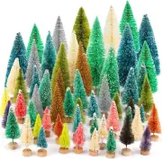 ONESING 24 Pcs Bottle Brush Trees with Ornaments 3 Sizes Mini Pine Tree Woode...