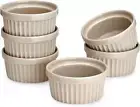4 Oz Ramekins Set of 6, Creme Brulee Ramekins Oven Safe, Porcelain Ramiken Set,