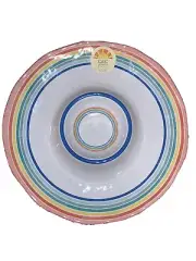 C & C California Striped Stripes Chip and Dip Melamine 13” Serving Tray NWT