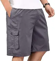 [YangguTown] Men's Cotton Full Elastic Waist Cargo Performance Baseline Shorts