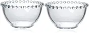 Ciieeo 2Pcs Decorative Bowl Clear Oatmeal and Dessert Bowl Elegant Beaded Design for Fruits Salads Snacks Tableware for Home Gatherings and Parties