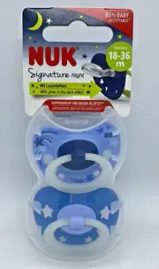 Nuk Signature Nigh Soother Silicone 2 Pack Glow In Dark Blue 18 Months+