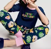NEW PETER ALEXANDER COLOURFUL FROG TOP & PJ PANTS SET WOMENS M RRP$149.90