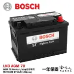 BOSCH AGM 70 AH LN3 電池 可分期 VW BENZ BMW AUDI 怠速熄火 I STOP 哈家人【樂天APP下單4%點數回饋】