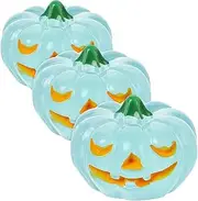 3pcs Mini Pumpkins Glow-in-the-dark Versatile Decor for Halloween Porch Indoor Realistic Pumpkin Shape