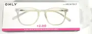 ONLY Brand Eyewear The Architect +2.0 Blue Light Blocking Lens Reading Glasses