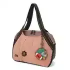 New Chala Shoulder Bowling Zip Tote Large Bag PINK Pleather FOOTBALL Coin Purse