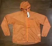 Adidas Terrex Orange Agravic 2.5 Layer Hooded Packable Rain Jacket Womens XL New