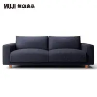 在飛比找momo購物網優惠-【MUJI 無印良品】棉丹寧羽毛獨立筒沙發套/深藍/3人座(