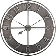 Salesbay 80cm Round Large Wall Clock Metal Industrial Vintage French Antique
