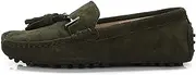 [ZIRIA] Leather Women Flat Shoes Casual Loafers Slip On Women's Flats Shoes Moccasins Lady Driving Shoes Dark Green
