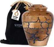 Wooden Cremation Urns for Human Ashes Adult Male 200 Large (200 lbs), Blue