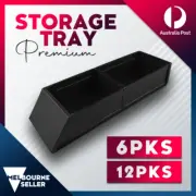 6/12 Pks Black Plastic Storage Tray Organiser Container Box Shelf Display Store