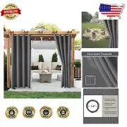 Sophisticated Textured Linen Look Curtains - Dark Grey, Indoor/Outdoor, Set of 2