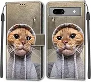 Mo-Beauty Compatible with Google Pixel 7A Case, Mobile Phone Case Google Pixel 7A, PU Leather Flip Wallet Foldable Case Protective Leather Flip Case Mobile Phone Case (Cat)
