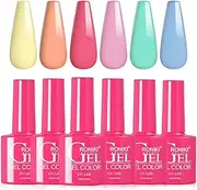 RONIKI Pastel Gel Nail Polish Set, 6 Colors Spring Summer Popular Macaron Purple Pink Yellow Blue Green Gel Polish Kit Nail Art Gifts for Women (Colorful Cotton)