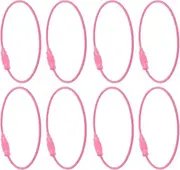[AOKWAWALIY] 10pcs Metal Key Chain Parts Wire Keychain With Rings - ID Tag, Car Key Holder, Luggage Tag Ring, Flat Key Ring, Wire Rope - Pink