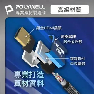 【POLYWELL】HDMI 8K 2.1認證線 /藍色 /1M