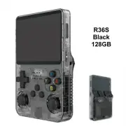 R36S Retro Handheld Video Game Console 128GB Linux System 3.5 In IPS Screen Blck