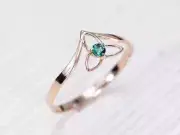 Solid gold Celtic trinity knot ring. Gold irish ring. lab created emerald ring