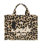 leopard-print canvas tote bag One size Black