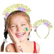 cenail Light Up Happy Birthday Headband LED Birthday Crown Birthday A