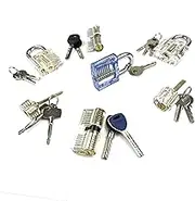 AGOUH 7pcs Transparent Training Lock Locksmith Practice Locks,Padlock,Blade Lock,AB Lock,Dimple Lock for Beginner Practice and Professional Locksmith
