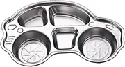 Stainless Steel Divided Plate Boys Girls Kids Picnic Compact Serving Platter Car