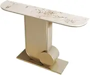 Hallway Table Console Table with Faux Marble Top, Modern Entrance Table with Metal Base for Living Room, Modern Sofa Side Table, Tv Console Table Console Tables for Hallway Slim(White,Medium)