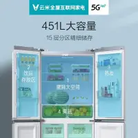 在飛比找露天拍賣優惠-Yunmi 451L 橫門冰箱家用變頻風冷大屏幕 APP 遙