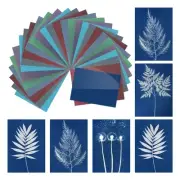 Cyanotype Paper,24 Sheet Sun Print Paper Colored Crafts with Board,4.1x2.9 inch