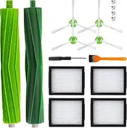 Replacement Parts for iRobot* Roomba i7 i7+ i2 i3 i3+ i4 i4+ i6 i6+ i8 i8+/Plus,j6+ j7 E5 E6 E7 I,E & J Series Vacuum Cleaner,1 Set Multi-Surface Rubber Brushes,4 HEPA Filters,4 Side Brushes
