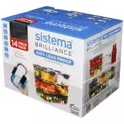 Sistema Brilliance Food Storage 14 Piece Set 100% Leak Proof Microwave Safe