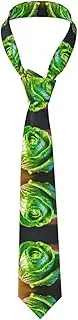 [YANYU] Bright Cabbage Print Men Necktie Classic And Stylish Ties For Business Weddings And Special Occasions, Black