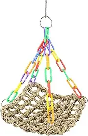 Parrot Cage Swing, Weave Rope Swing Nest, Birds Cage Accessories, Climbing Pad, Colorful Chewing Toys for Parakeets Conure Cockatiel