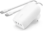Belkin BoostCharge 3-Port USB-C Wall Charger with PPS 67W, USB-C PD 3.1 Enabled Fast Charging iPhone Charger for iPhone 15 Series, MacBook Pro, AirPods, Galaxy, and Other PD Enabled Devices – White