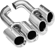 Exhaust Tail Pipe For Cayenne 2011-2014 Exhaust Modification Upgrade Quad Tailpipe 304 Stainless Steel Muffler Tip Nozzle Exhaust Tip(Silver B Long)