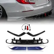 1Set Black Rear Diffuser w/LED +Blue Side Trim For Honda Accord 2018-22 Yofer UK
