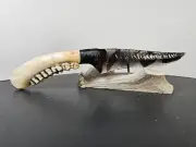 Wicked Tri-flow (midnight lace) Obsidian Knife~Deer Jaw~Worldwide~KENNY Hull