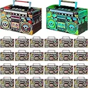 Sabary 24 Pcs 80s Party Favors Boom Boxes 5.9 x 3 x 3.5 Inch 90s Theme Party Decorations Retro Radio Tables Centerpieces Glow in The Dark Goodie Boxes for Treat Candy Music Hip Hop Themed Birthday
