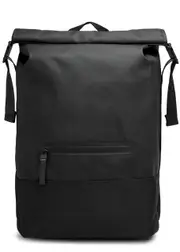 Rains Trail Panelled Rubberised Backpack - Black ONE SIZE