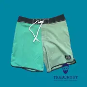 Quiksilver Men green orginal Scallop 18" Boardshorts swim shorts size 32 34