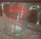Vintage Pyrex Glass One Cup & Two Cup Red Measuring Markers with Open Handle USA