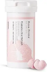 Unichi Rosa Prima Oral Refresh Probiotics, Bad Breath Treatment Supplement, Rose & Peach Flavour, 30 Lozenge