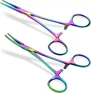 Kelly Forceps/Clamps STR and CVD Medical Veterinary, Nurse, Dissection, Hemostats, Locking Forceps, Dog Pulling Hair, Fishing, Rainbow, 5.5"