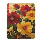 Bergandy Flower Sherpa Fleece Blanket