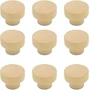 MengBas 20 PCS Wood Knobs Flat Top Round Cabinet Knobs 1.39"(35mm) Natural Wooden Furniture Drawer Knobs Pulls Handles